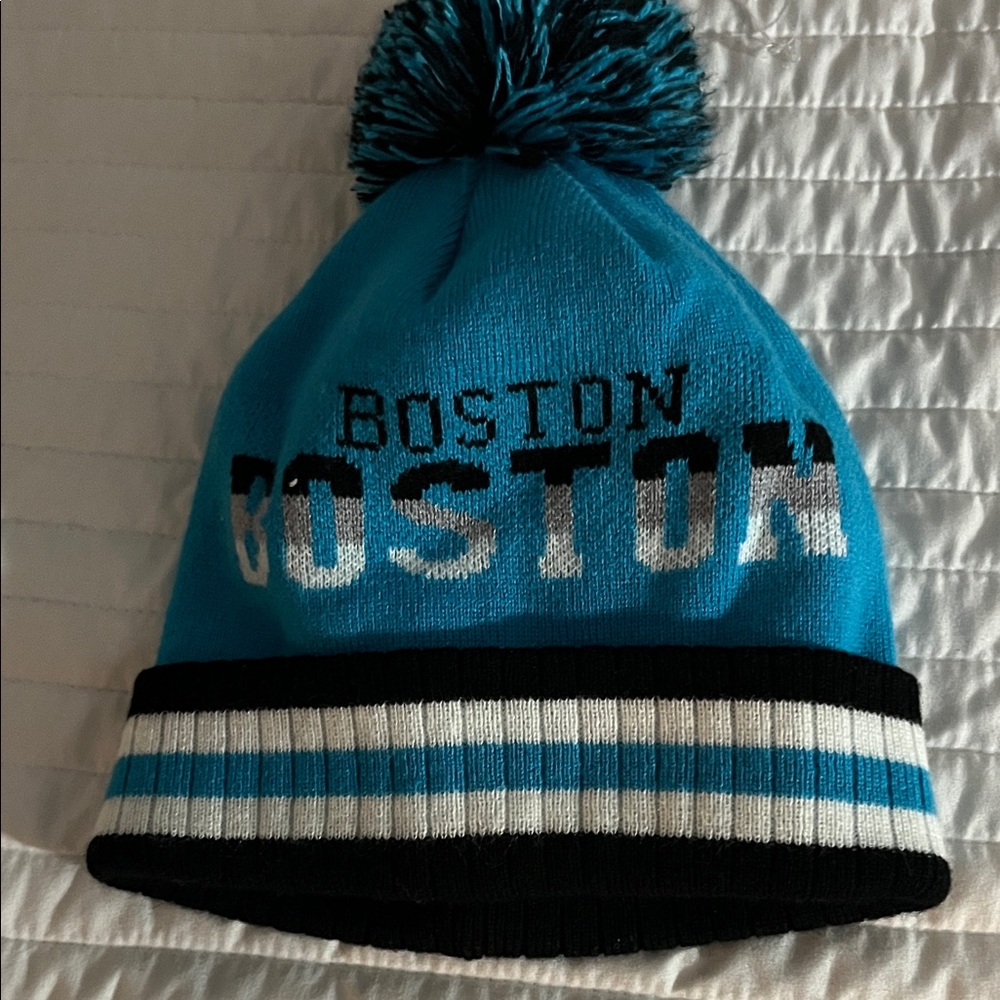 Blue and Black Mens/Women’s Pom-Pom Beanie
